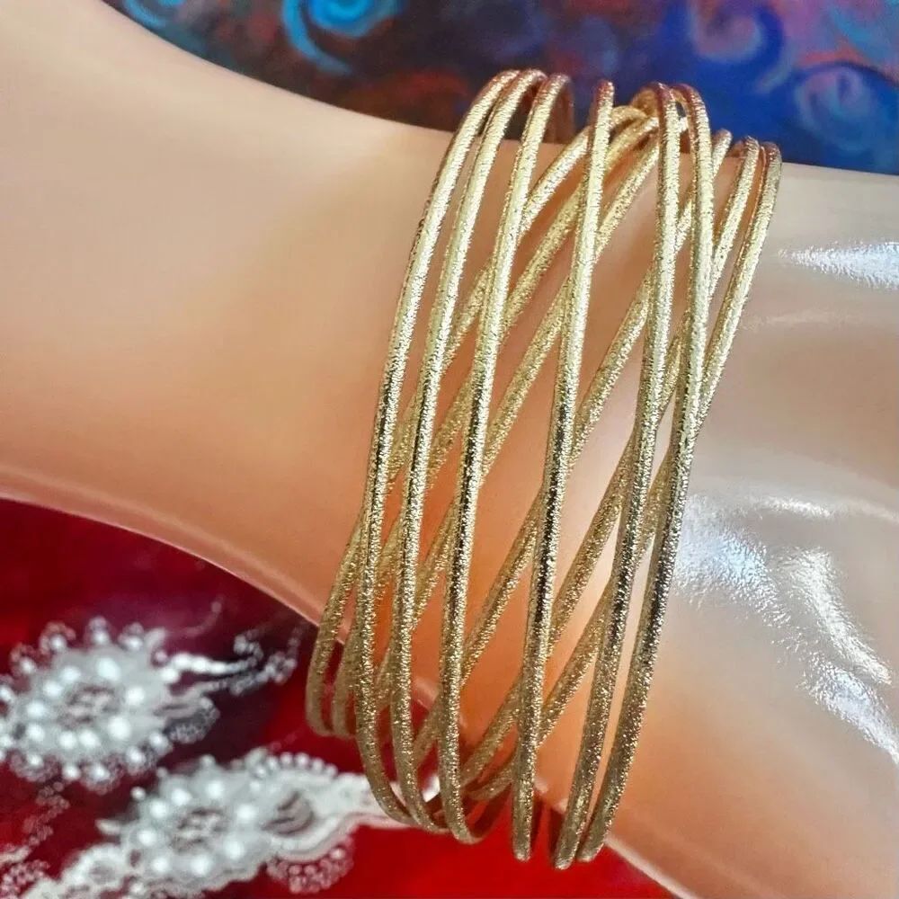 Gold-Tone Multi-Strand Textured Cuff Bracelet